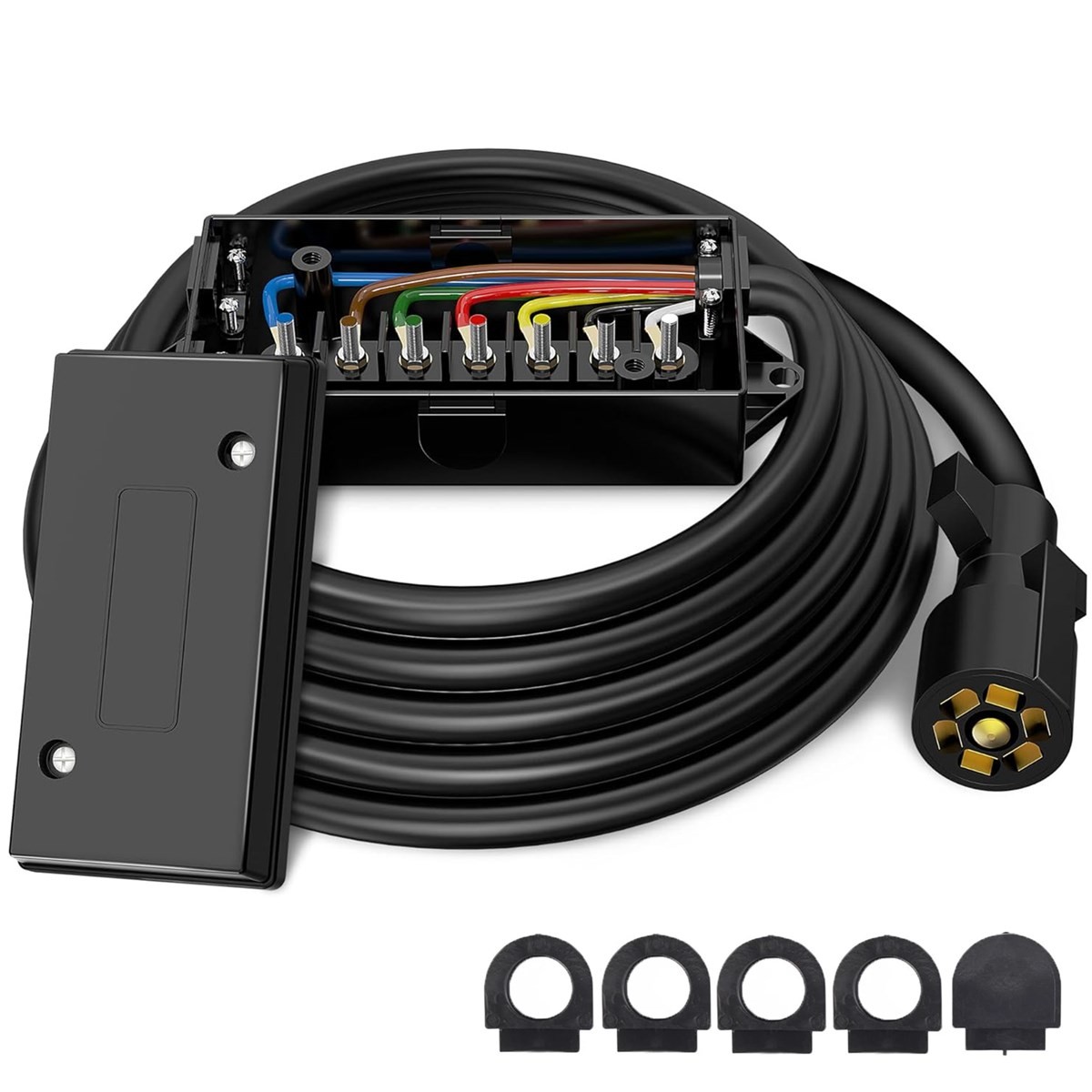 7-Way Trailer Plug 7 Pin Trailer Weatherproof Trailer Wiring Harness Connector