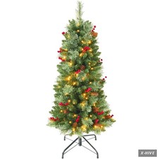 Trees 4ft Prelit Artificial Small Christmas Tree Warm White Multi-Color LED Red