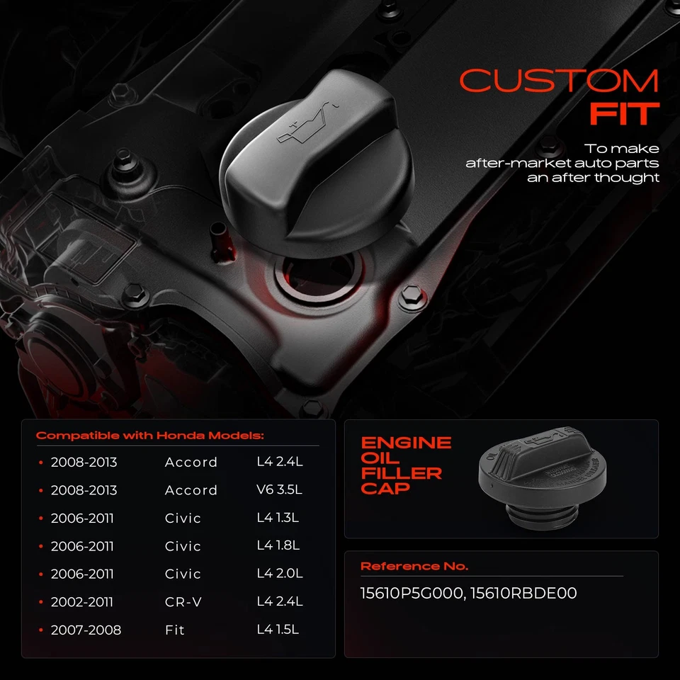 Tapa de llenado de aceite de motor para Honda CR-V 2002-2011 Civic 2006-2011 Accord 2008-2013 Foto 2 de 4