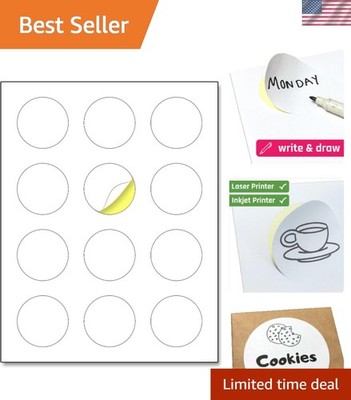 Easy Write 2 Inch Round Printable Stickers - Smooth Matte Surface, 360 Labels