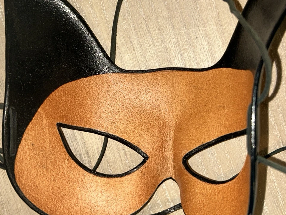 2. BLACK LEATHER FACE MASKS. CAT WOMAN & BANDIT. TIES IN BACK - Image 4 of 4