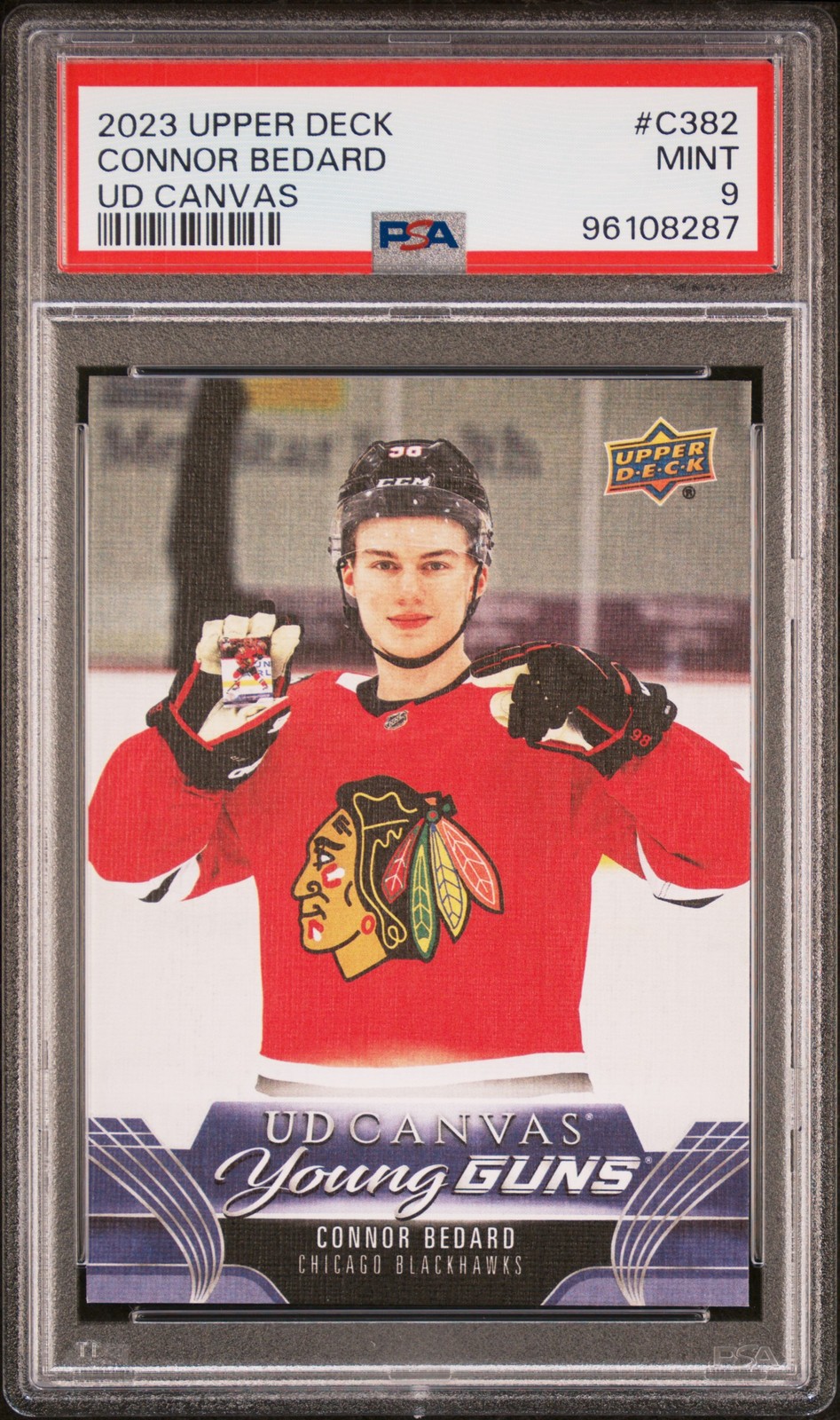 2023 UPPER DECK CANVAS #C382 CONNOR BEDARD ROOKIE RC PSA 9