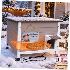 Outdoor Weatherproof Shelter for Cats Cat House with Heated Pad