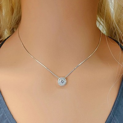 4 Ct. Round Portuguese Cut Treated White Diamond Pendant Great Shine & Luster!
