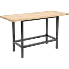 Standing Height Workbench Birch Butcher Block Square Edge 72"W x 30"D Black