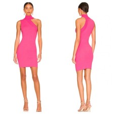 NWT $295 ALICE + OLIVIA Pink Kiki Shoulder Cutout Body-Con Sweater Dress Large