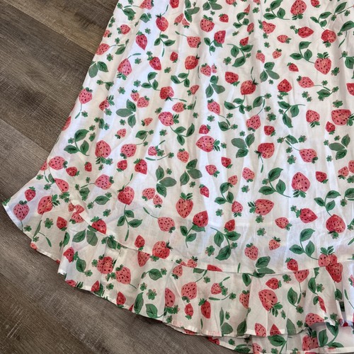 J.Crew Medium Midi Skirt Flounce Hem Strawberry Print Cotton Cottagecore READ - Picture 5 of 16