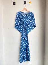 Blue Floral Kaftan Indian Cotton Caftan, Women's Fashionable Clothing Kaftan US
