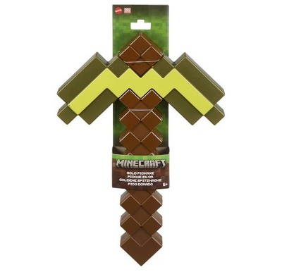 Minecraft Role-Play Battle Toy with Pixelated Design, Gold Pickaxe