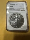 1990 $1 1-oz American Silver Eagle NGC MS69 Brown Label