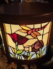 Tulips & Dragonfly Stained Glass Table Lamp, Wood- Art Nouveau Tiffany Inspired — photo 4