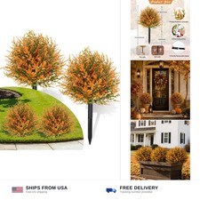 Artificial Fall Lavender Topiary Ball 22in Outdoor Faux Plants Salmon 2 Pack