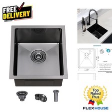 Hotis Gunmetal Black Undermount Bar Sink - Elegant 13x15 Inch Stainless Steel