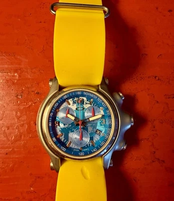 Oakley D5 Mens Watch 39mm Digital Blue Yellow Chronograph Sport New Battery Sport Chronograph Watch Oakley With Blue Dial – Futuristic  main image 3