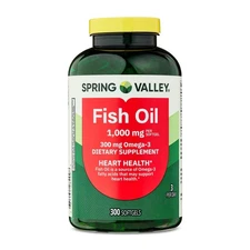 2 Pack Spring Valley Fish Oil Omege-3 Softgel for Heart Health,300Ct Pk