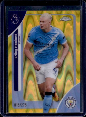 2026 Topps Chrome Premier League Erling Haaland Yellow RayWave Refractor #/275