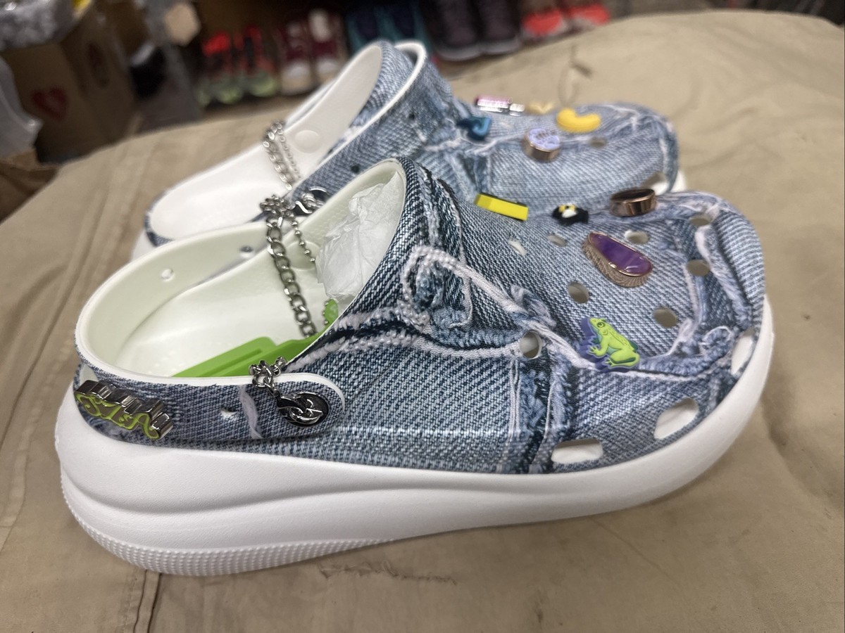 SZA CROCS CLASSIC MEGA CRUSH DENIM CLOG 208335-90H SIZE Mens 9