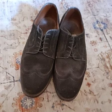 Allen Edmonds Oxfords Men 9D Players Shoe Suede Wingtip Brogue Made USA Brown