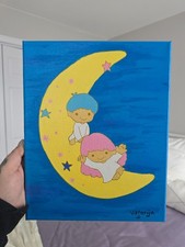 Little Twin Stars Kiki Lala 5x8 Original Acrylic Painting Cute Sanrio Inspired