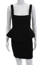 Alice + Olivia Women Bodycon Pencil Dress Black Square Neck Knee Size 4
