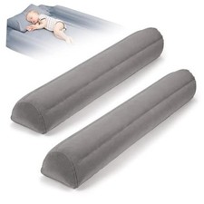 2Pack Travel Bed Rails for Toddlers Non-Slip Soft Flocking Light Grey