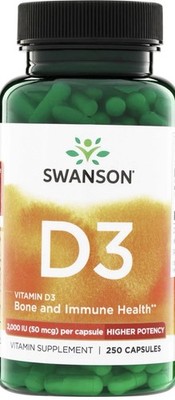 2 Pack Swanson Vitamin D3 50mcg Higher Potency Bone & Immune Health 250 Caps