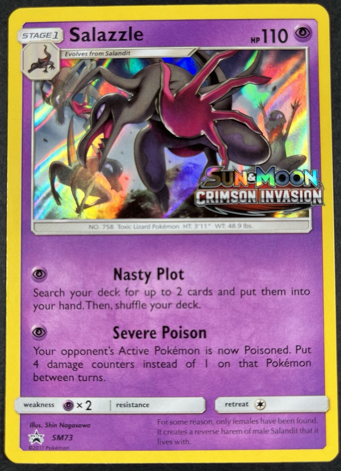 Salazzle - SM73 - Pokemon Sun & Moon Promo Prerelease Holo Rare Card NM