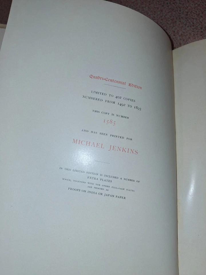 Washington Irving 1892 Rare Limited ED White Leather Columbus 3 Vols - image 4 of 4