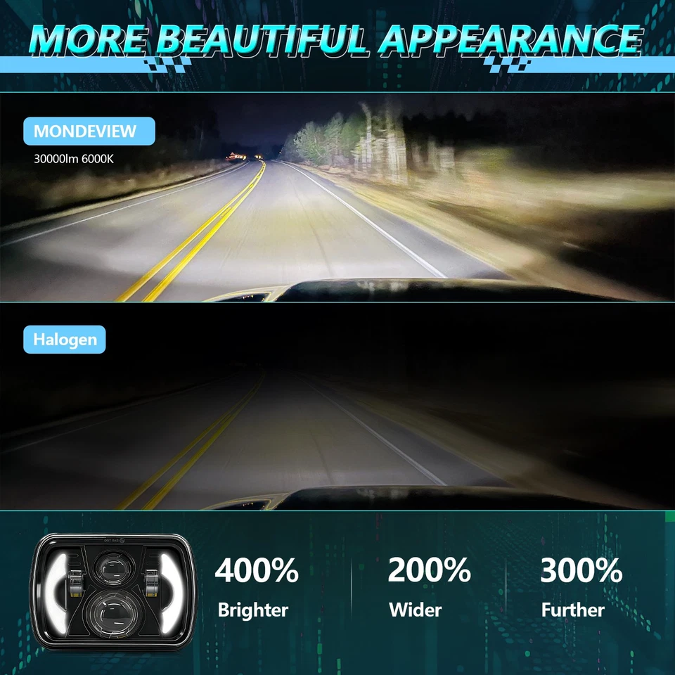 Faro LED 5X7 7x6 para camioneta Ford Ranger XL XLT XLS STX S cabina base 1983-1988 Foto 2 de 4