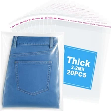 20 PCS 12X16 Inches Thick 3.2Mil Self Sealing Clear Cellophane Plastic Bags Self