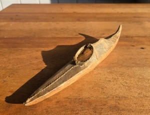 Inuit Eskimo Kayak, Scale Model, Made of Hide Skin