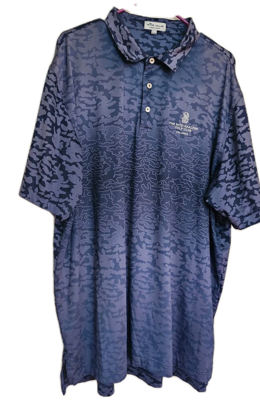 Peter Millar Summer Comfort Men's Golf Polo XXL Blue Gray Camo Stretch Poly