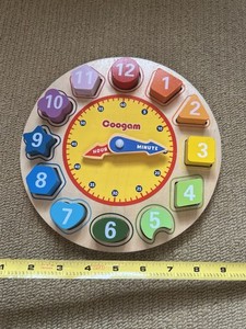 Coogam Wooden Shape Color Sorting Clock Teaching Time Number Puzzle