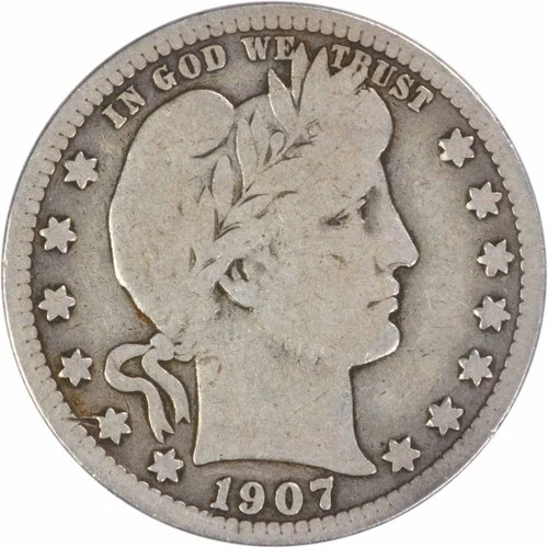 1907-S Barber Silver Quarter VG Uncertified #915