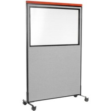 48-1/4"W x 76-1/2"H Mobile Deluxe Office Partition Panel with Partial Window