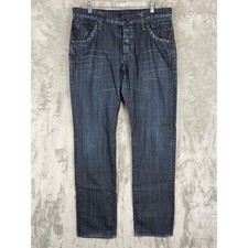 EXPRESS ZACH Jeans Mens 34x32 Extra Slim Fit Low Rise Straight Leg Dark Wash