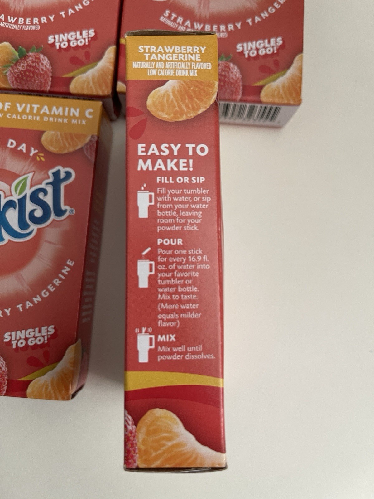 Sunkist STRAWBERRY TANGERINE Singles Drink Mix Zero Sugar 6 Boxes (36 Packets)