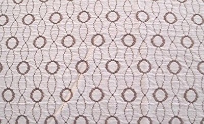 VTG CREAM WHITE BROWN MACHINE EMBROIDERED COTTON BEDSPREAD 79'' x 99''