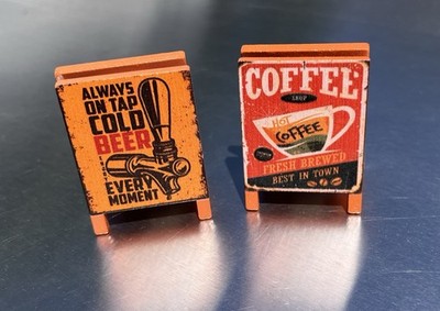 Pub / Coffee Shop Sidewalk Sign Boards 2 Pack 1/24  G Scale Diorama Accessories