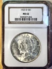 1923 D PEACE  DOLLAR  NGC MS 62 CH  BU    OLD OLDER GRADED REAL HARD