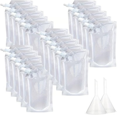 20 x Standboden 500ml Klarsichtbeutel Schnapsflasche Reise Festival Getränkebeutel wiederverwendbar