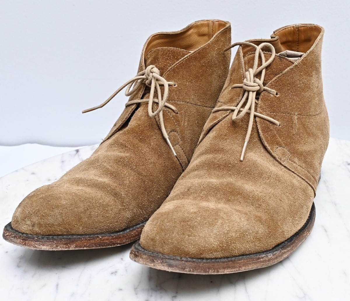 Lucchese Evan Suede Cognac Laced Up Chukka Ankle Boots Men display picture 1