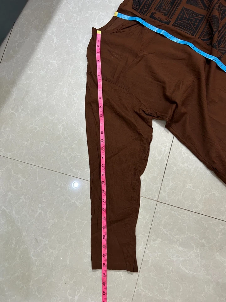 Thai Shirt cotton Thin Long Sleeve brown Hipie Yoga boho Bali Tribe Beach Print - Image 4 of 4