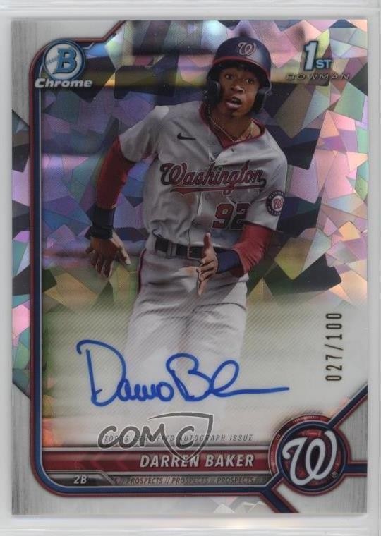 2022 Bowman Chrome Prospect Atomic Refractor /100 Darren Baker #CPA-DB Auto 1j8z