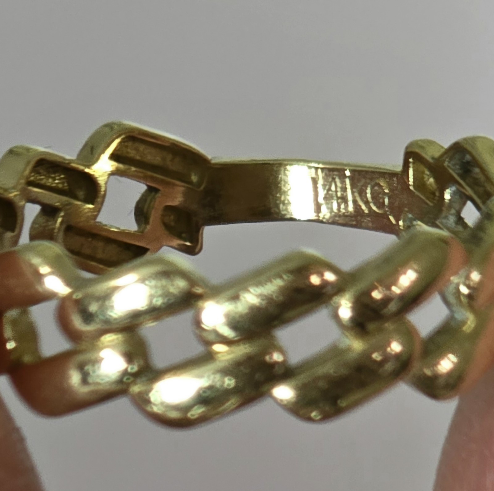 Cuban Ring 14kt Solid Yellow Gold - image 7