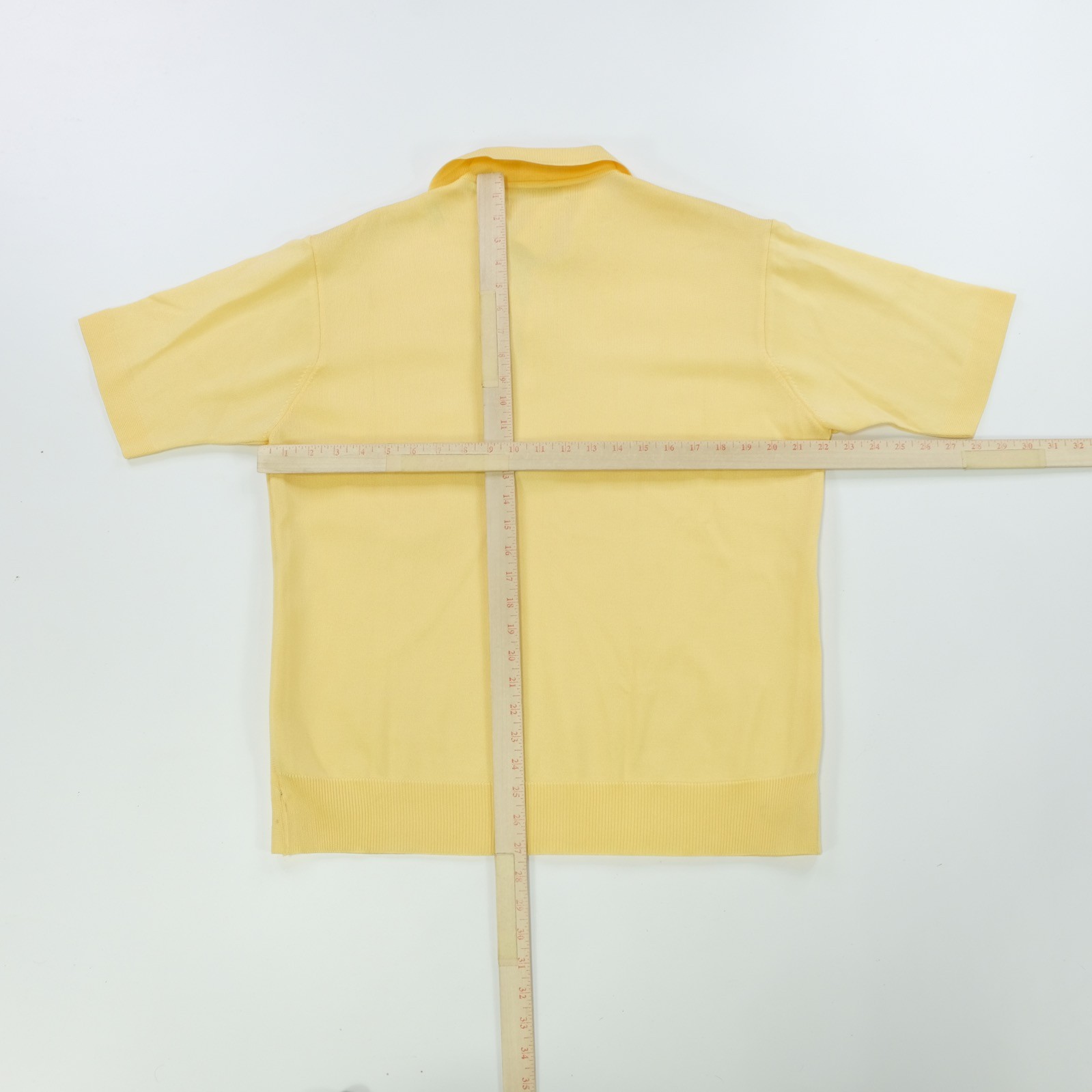 Rare Vintage SIGNOR VALENTINO Pocket Knit Dagger Collar Polo Shirt 70s Yellow XL image 9