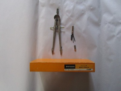 Vintage Exc. 6-1/2'' School Circle Compass, Dietzgen Politek Bow Pencil 710P, Box