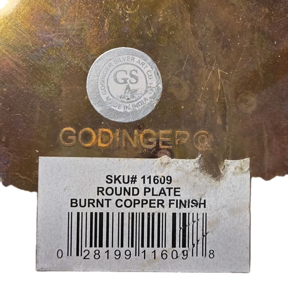 Godinger Round Plate Burnt Copper Finish Decorative Charger Made in India... - Image 3 of 3