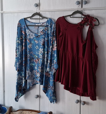 bpc 2x Damen Blusenkleid Gr. 50 kurz ärmellos 1 X Spaghettiträger Spitze Rüschen