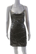 Urban Outfitters Women's Scoop Neck Sleeveless Strappy Mini Dress Silver Size L